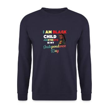 Ich bin ein schwarzes Kind Unabhängigkeitstag - Unisex Pullover - Navy - Vorne - Alina (178cm) & Michal (187cm)