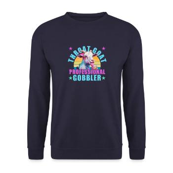 Throat Goat Retro Funny Gag Memes Inappropriate - Unisex Sweatshirt - navy - Front - Alina (178cm) & Michal (187cm)