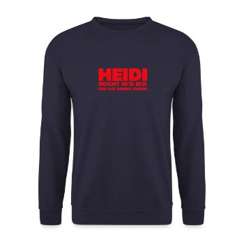 Reich? In‘n Eck, CDU hat keinen Zweck! - Unisex Pullover - Navy - Vorne - Alina (178cm) & Michal (187cm)
