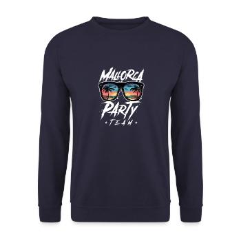 Mallorca Party Team Palmen - Unisex Pullover - Navy - Vorne - Alina (178cm) & Michal (187cm)