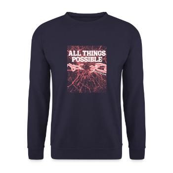 All Things Possible – Matthew 19:26 - Unisex Sweatshirt - navy - Front - Alina (178cm) & Michal (187cm)