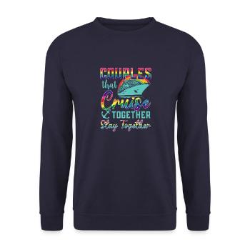 Schwule Kreuzfahrt LGBT Gaycation Cruising Urlaub - Unisex Pullover - Navy - Vorne - Alina (178cm) & Michal (187cm)