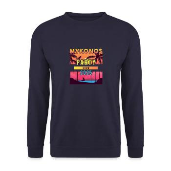 Mykonos Party Crew 2025 - Unisex Pullover - Navy - Vorne - Alina (178cm) & Michal (187cm)