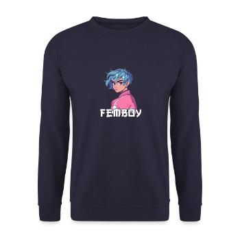 Femboy -Ästhetik Yaoi Anime Boy Crossdressing - Unisex Pullover - Navy - Vorne - Alina (178cm) & Michal (187cm)
