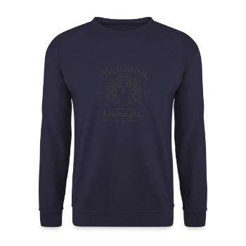 Meditieren seit 1976 - 49 Jahre achtsames Leben - Unisex Pullover - Navy - Vorne - Alina (178cm) & Michal (187cm)