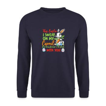 Easter declaration of love with bunny, eggs and carrot - Unisex Sweatshirt - navy - Front - Alina (178cm) & Michal (187cm)