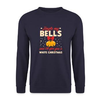 jingle bells haha drôle whoah Artboard 1 - Sweat-shirt Unisexe - marine - Devant - Alina (178cm) & Michal (187cm)