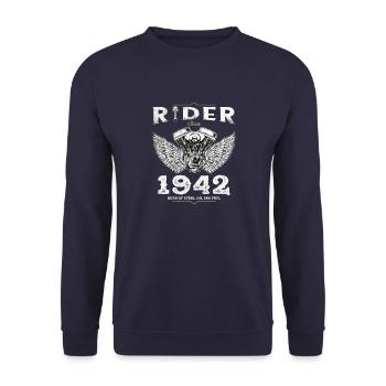 Rider Since 1942 - 83 Years of Speed, Steel & - Unisex Sweatshirt - navy - Front - Alina (178cm) & Michal (187cm)