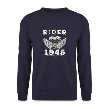 Fahrer seit 1945 - 80 Jahre Freiheit & Geschwindigkeit - Unisex Pullover - Navy - Vorne - Alina (178cm) & Michal (187cm)
