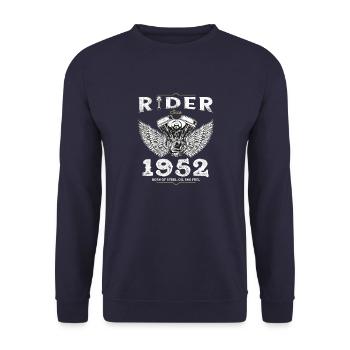 Rider Since 1952 - 73 Years of Speed, Steel & - Unisex Sweatshirt - navy - Front - Alina (178cm) & Michal (187cm)