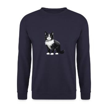 Katze Niedlich - Unisex Pullover - Navy - Vorne - Alina (178cm) & Michal (187cm)