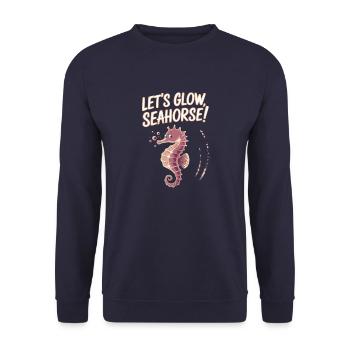 Let's Glow Seahorse Design - Unisex Pullover - Navy - Vorne - Alina (178cm) & Michal (187cm)