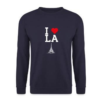 I Love LA Heart Flag Eiffel Tower Los Angeles Pun - Unisex Sweatshirt - navy - Front - Alina (178cm) & Michal (187cm)