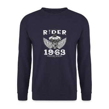 Fahrer seit 1963 - 62 Jahre, verbrennt immer noch Gas - Unisex Pullover - Navy - Vorne - Alina (178cm) & Michal (187cm)
