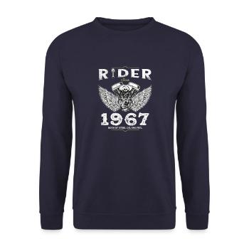 Fahrer seit 1967 - 58 Jahre, immer noch stark auf Touren - Unisex Pullover - Navy - Vorne - Alina (178cm) & Michal (187cm)