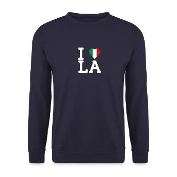 I Love LA Cool Wrong Flag Italy Lover Los Angeles - Unisex Sweatshirt - navy - Front - Alina (178cm) & Michal (187cm)