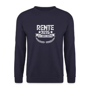 Ruhestand 2025 Ich habe Fertig - Unisex Pullover - Navy - Vorne - Alina (178cm) & Michal (187cm)
