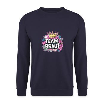 Team Braut Krone - Unisex Pullover - Navy - Vorne - Alina (178cm) & Michal (187cm)