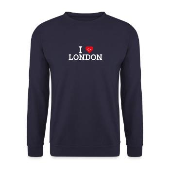 I Love London Cool Wrong Flag Türkisch Liebhaber Wortspiel - Unisex Pullover - Navy - Vorne - Alina (178cm) & Michal (187cm)
