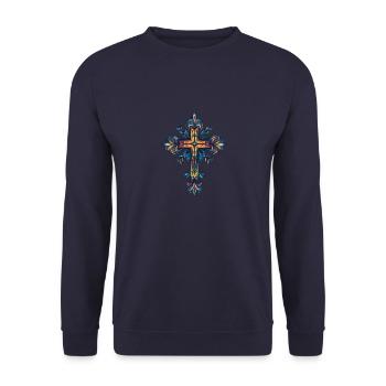 Symbole de la croix - Sweat-shirt Unisexe - marine - Devant - Alina (178cm) & Michal (187cm)