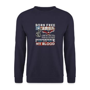 Born Free in 1945 - 80 Years of American Freedom - Unisex Sweatshirt - navy - Front - Alina (178cm) & Michal (187cm)