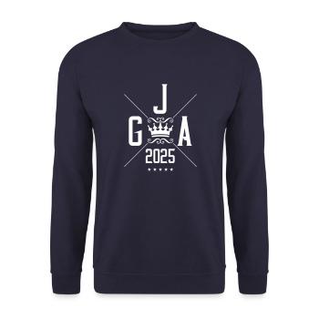 JGA 2025 Junggesellen Abschied Krone - Unisex Pullover - Navy - Vorne - Alina (178cm) & Michal (187cm)