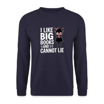 I Like Big Books And I Cannot Lie Library Reading - Unisex Sweatshirt - navy - Front - Alina (178cm) & Michal (187cm)