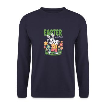 Osterhase spielt Golf - Unisex Pullover - Navy - Vorne - Alina (178cm) & Michal (187cm)