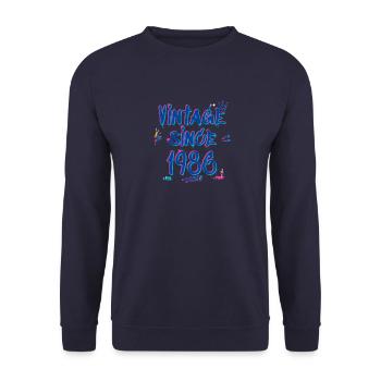 1986 Vintage Graffiti Glitch - 39 ans de style - Sweat-shirt Unisexe - marine - Devant - Alina (178cm) & Michal (187cm)