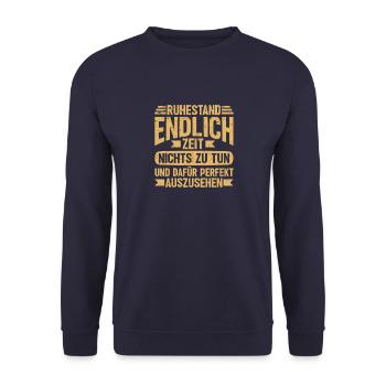 Rentner Opa Großvater Großpapa Großeltern - Unisex Pullover - Navy - Vorne - Alina (178cm) & Michal (187cm)