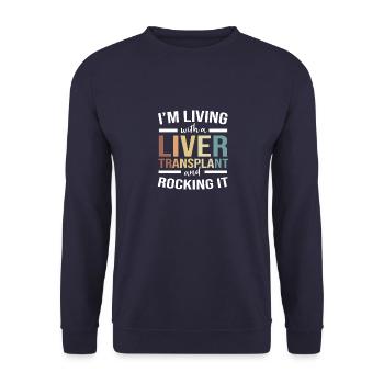 Organ Spender Leber Organspender Leberspende - Unisex Pullover - Navy - Vorne - Alina (178cm) & Michal (187cm)