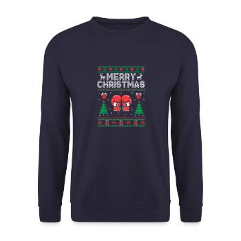 Noël Joyeux Noël Boxer Sports Force Athlète - Sweat-shirt Unisexe - marine - Devant - Alina (178cm) & Michal (187cm)