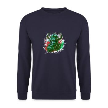 Viking Skull - Unisex Sweatshirt - navy - Front - Alina (178cm) & Michal (187cm)