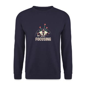 Dart Darts Darten Vintage Dartpfeile Dartscheibe - Unisex Pullover - Navy - Vorne - Alina (178cm) & Michal (187cm)