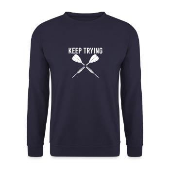 Dart Darts Darten Vintage Dartpfeile Dartscheibe - Unisex Pullover - Navy - Vorne - Alina (178cm) & Michal (187cm)
