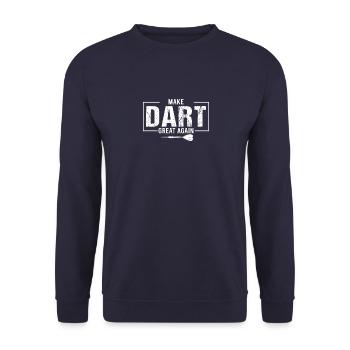 Dart Darts Darten Vintage Dartpfeile Dartscheibe - Unisex Pullover - Navy - Vorne - Alina (178cm) & Michal (187cm)