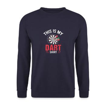 Dart Darts Darten Vintage Dartpfeile Dartscheibe - Unisex Pullover - Navy - Vorne - Alina (178cm) & Michal (187cm)