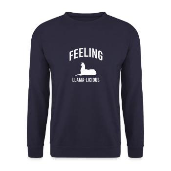 Alpaka Llama Vintage Animal Sprüche - Unisex Pullover - Navy - Vorne - Alina (178cm) & Michal (187cm)
