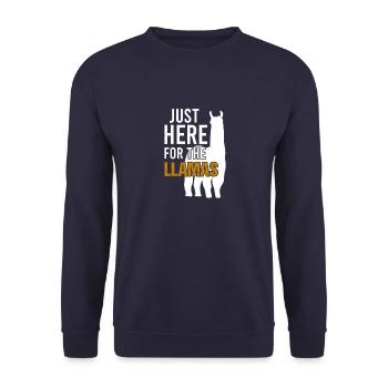 Alpaka Llama Vintage Animal Sprüche - Unisex Pullover - Navy - Vorne - Alina (178cm) & Michal (187cm)