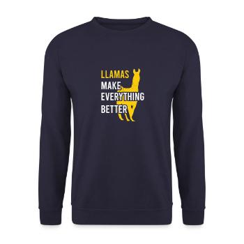Alpaka Llama Vintage Animal Sprüche - Unisex Pullover - Navy - Vorne - Alina (178cm) & Michal (187cm)