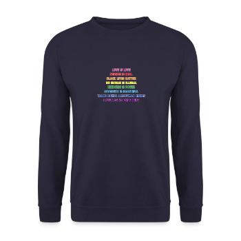 Human Rights Gay LGBTQ+ Pride Rainbow Flag - Unisex Sweatshirt - navy - Front - Alina (178cm) & Michal (187cm)