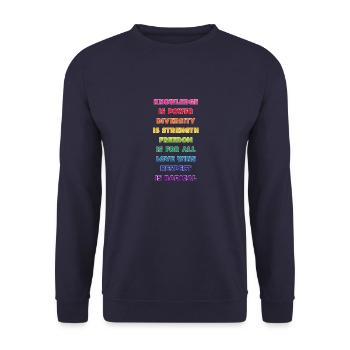 Gay LGBTQ+ Human Rights Pride Rainbow Flag - Unisex Sweatshirt - navy - Front - Alina (178cm) & Michal (187cm)