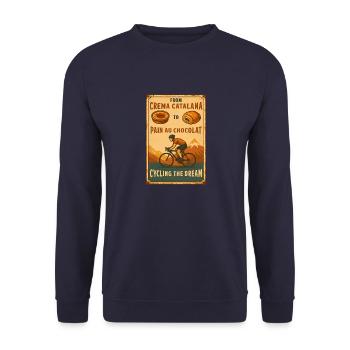 From Crema Catalana to Pain au Chocolat Cycling - Unisex Pullover - Navy - Vorne - Alina (178cm) & Michal (187cm)