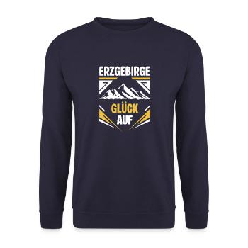 Erzgebirge Glueck au - Unisex Pullover - Navy - Vorne - Alina (178cm) & Michal (187cm)