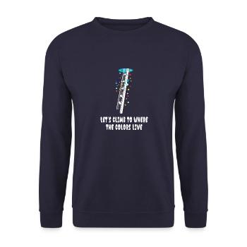 Lets climb to where the colors live - Unisex Pullover - Navy - Vorne - Alina (178cm) & Michal (187cm)