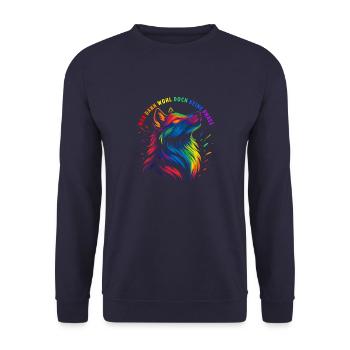 Wolf LGBTQ CSD LGBT Gay Pride Regenbogen Flagge - Unisex Pullover - Navy - Vorne - Alina (178cm) & Michal (187cm)