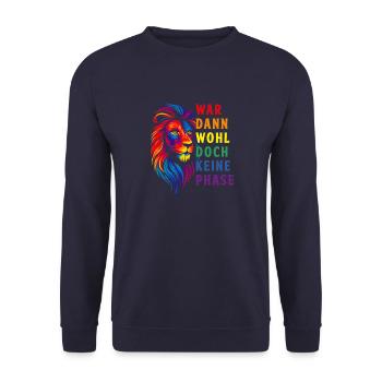 Löwe LGBTQ CSD LGBT Gay Pride Regenbogen Flagge - Unisex Pullover - Navy - Vorne - Alina (178cm) & Michal (187cm)