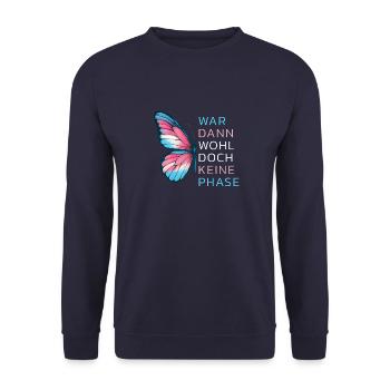 Schmetterling Trans LGBTQ CSD LGBT Pride Flagge - Unisex Pullover - Navy - Vorne - Alina (178cm) & Michal (187cm)