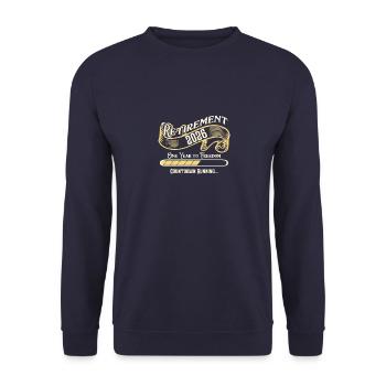 Rentner 2026 Rente Ruhestand lädt Geschenk - Unisex Pullover - Navy - Vorne - Alina (178cm) & Michal (187cm)