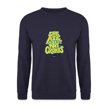 She Ate and Left No Crumbs - Unisex Sweatshirt - navy - Front - Alina (178cm) & Michal (187cm)
